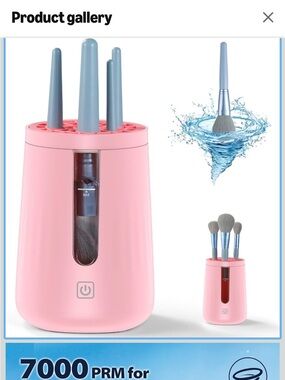 Pink Electric Makeup Brush Cleaner & Dryer - Compact Beauty Organizer